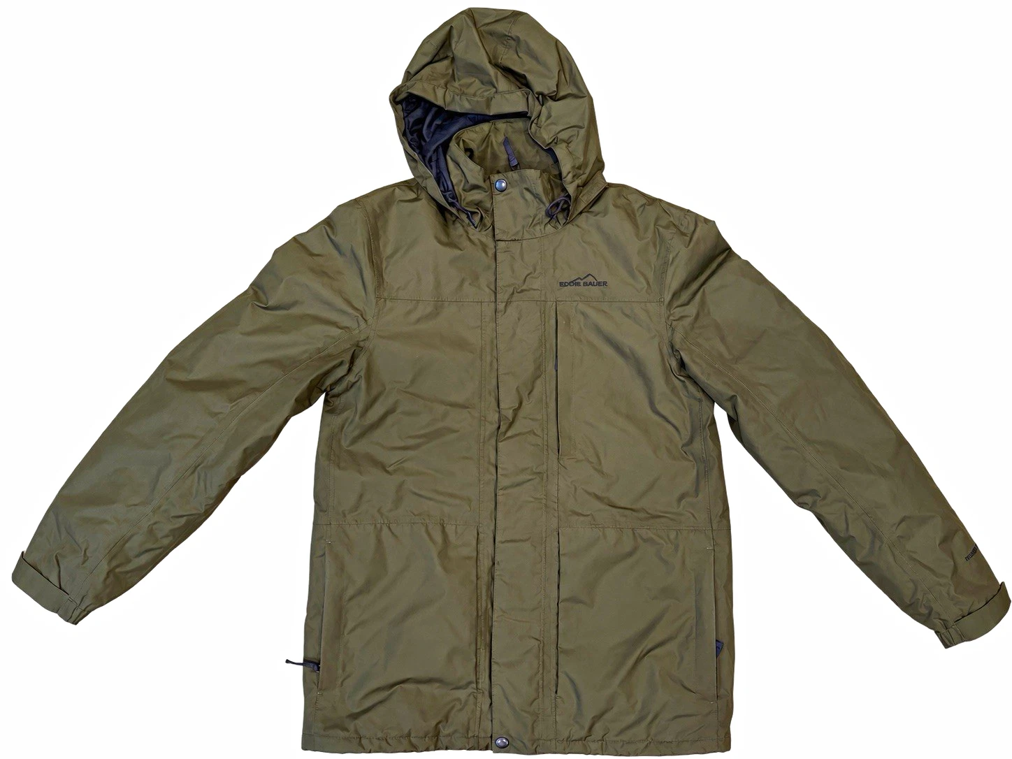 Eddie Bauer Men’s Small Olive Green Hooded Jacket WeatherEdge Outdoor Coat image 1