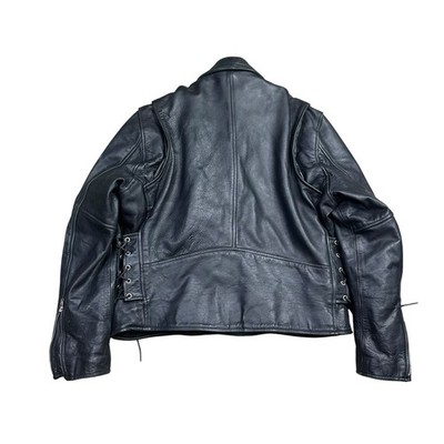 American Top Leather Biker Motorcycle Jacket Vintage 90s Jacket