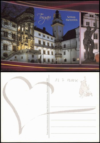 Ansichtskarte Torgau Schloss Hartenfels bei Nacht 2012