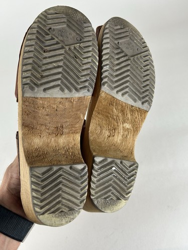 MIA Anja Swedish Clog Sandals Luggage Brown Leather Peep Toe Women's US 7.5 (38) - Picture 10 of 10