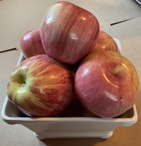 Ceramic Basket Of Apples From Italy