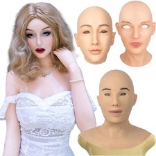 Realistic Silicone Female Face Mask Crossdresser Head Mask For women For Cosplay
