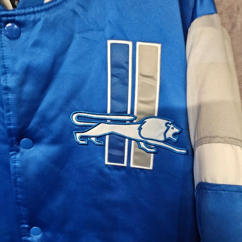 NWOT Mitchell & Ness NFL Detroit Lions Heavyweight Satin Bomber Jacket Mens L - Picture 2 of 8