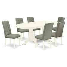 East West Furniture Vancouver 7-piece Wood Kitchen Set in Linen White