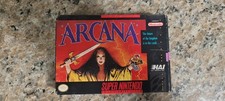 Arcana (Super Nintendo Entertainment System, 1992) Box, Game, Manual