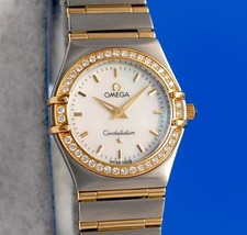 Ladies Omega Constellation 18K Gold Watch - 25MM - MOP - Diamond Bezel - 1277.70