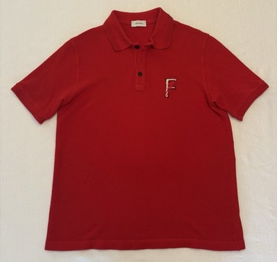 Ferragamo Men s Small Red Polo Double Embroidered Logo 100% Cotton Made in Italy