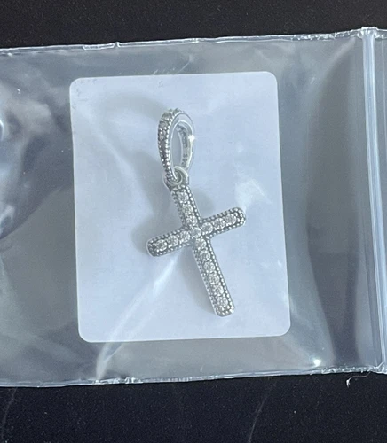 NEW Authentic PANDORA 925 Ale Silver Cross Heart CZ Charm Pendant 397571CZ