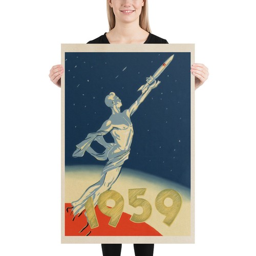 Soviet space, USSR 1959 — Soviet space poster, retro Soviet art, vintage space - Picture 10 of 11