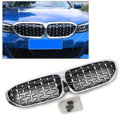 Fit BMW New 3 Series G20 2019-22 Front Kidney Grille Diamond Style Grill Chrome