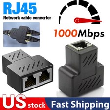 RJ45 Splitter Adapter 1 to 2 Ways Dual Female Port CAT6/5/7 LAN Ethernet Cable