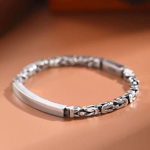 925 Sterling Silver Bangle Bracelet Chain Popular Vintage Bracelets Mens- - Picture 1 of 12