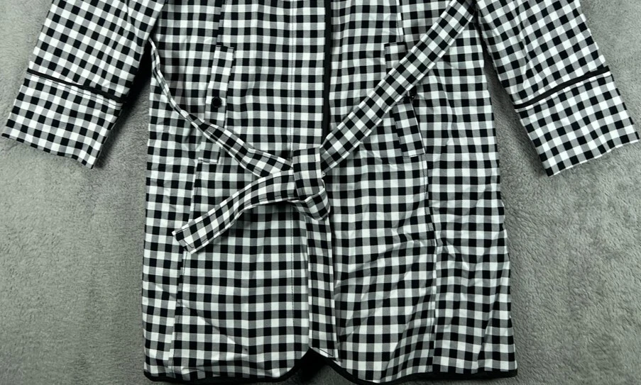 Chaqueta gabardina Isaac Mizrahi para mujer 10 negra blanca con cinturón forrada en vivo Foto 4 de 4