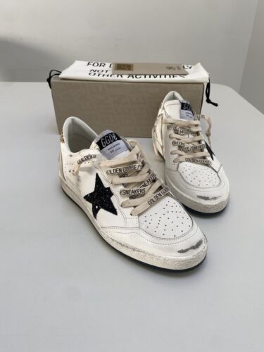 Golden Goose Ball Star Sneaker White Leather/Gold/Black Glitter sz 37 New in Box - Picture 12 of 13
