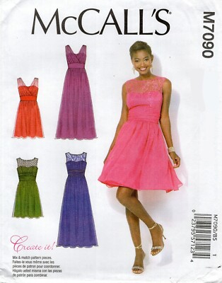 McCall's M7090 Princess Dress w Sheer Overlay, Illusion Neckline PLUS 18W-24W UC | eBay McCall's M7090 Princess Dress w Sheer Overlay, Illusion Neckline PLUS 18W-24W UC | eBay