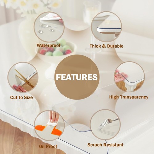 Durable 36x72 Inch Clear Desk Pad - Heat & Spill Resistant Cover for All Tables - Picture 7 of 10