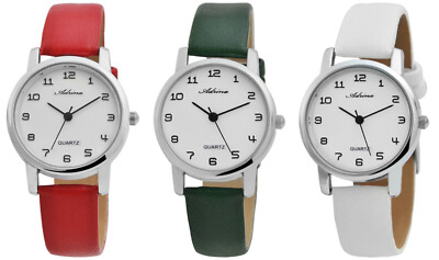 Adrina Armbanduhr Damenuhr Uhr Modisch Weiß Grün Rot Damen 29mm Ziffern Zahlen