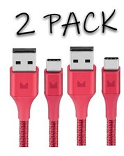 2 Pack, Braided USB-A -Type-C USB-C FAST Charge Cable Cord Charger Charging Sync