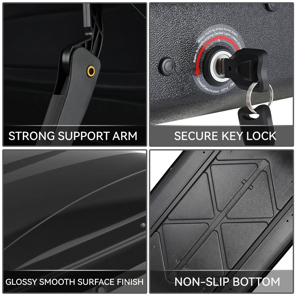 Porta-bagagens de carga resistente ABS teto veículo caixa de armazenamento com trava brilhante - Imagem 3 de 4