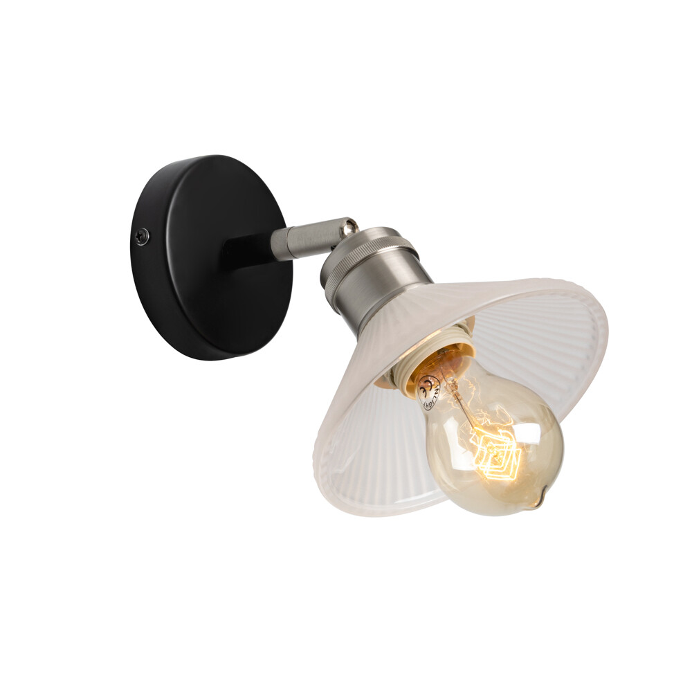 Litecraft Aya Wall Light Adjustable Arm With Frosted Glass Shade - Satin Nickel