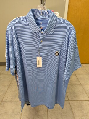 NWT MEN'S FAIRWAY & GREENE OWENS STRIPE POLO, SIZE: L, COLOR: BALTIC/BLUFF (M13)