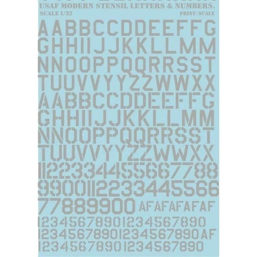 Print Scale 32-001 Decal airplane 1:32 USAF modern stencil letters-numbers White - Picture 12 of 24