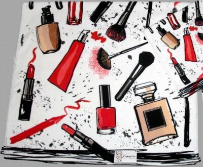 Make-Up Brushes Mascara Lipstick Perfume Fingernail Polish Velour BATH Towel NWT