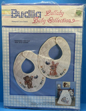 Our Baby Bib Cross Stitch Kit Lullaby Collection Bear Bunny Bucilla 1989 Vintage