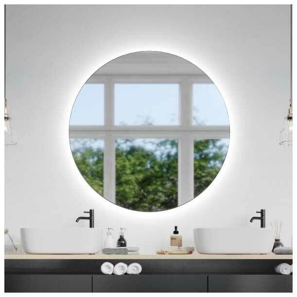 Espejo de pared redondo con iluminación led con forma circular CustomGlass