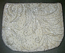 La Regale Bridal Beaded Clutch Purse Ivory/Silver Formal Evening Bag w label