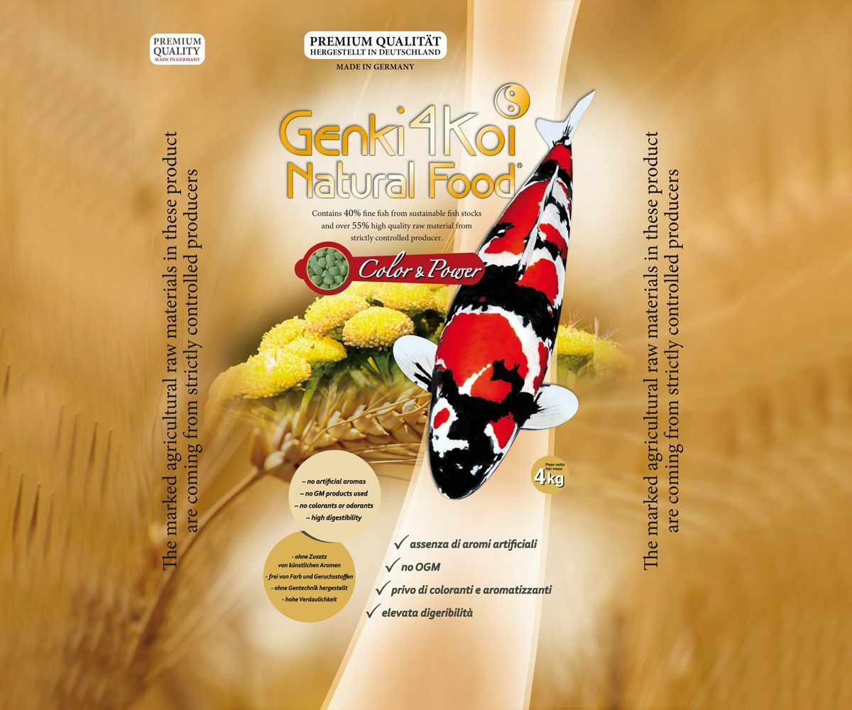 Mangime Koi e pesci laghetto Genki4Koi®Color&Power 2x4kg+OMAGGIO 1kg Genki4Fish 