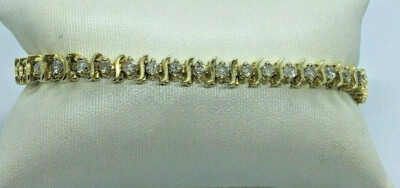 14k YELLOW GOLD CT DIAMOND TENNIS BRACELET