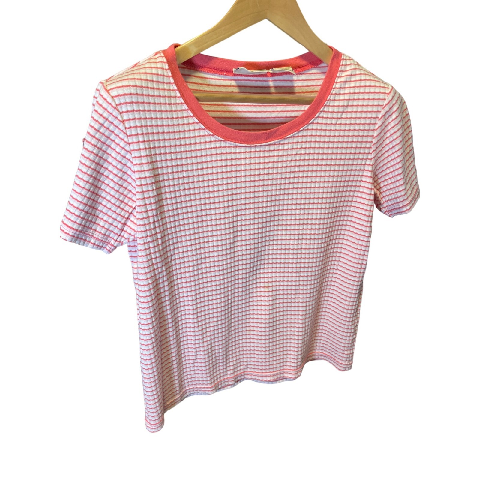 Basic Editions Pink Check Pattern Short Sleeve Sc… - image 3