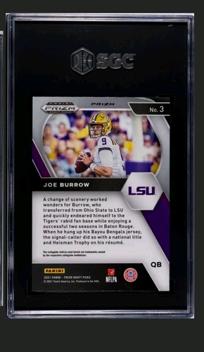 2021 Panini Prizm Draft Picks - Gold Ice Prizm #3 Joe Burrow SGC 10 - Picture 2 of 5