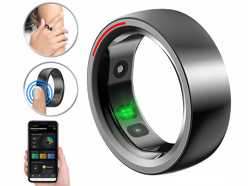 Bague connectée fitness Newgen Med noire en taille 12 pour le suivi du sport