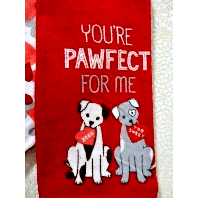 You're Pawfect for Me Dogs and Hearts Kitchen Towels Dog Bones Cotton 2-pc Gift