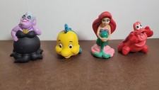 Disney The Little Mermaid Bath Toys Lot of 4 Ariel, Ursula, Flounder, Sebastian