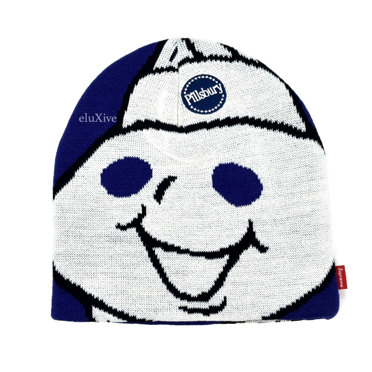 NWT Supreme NY Pillsbury Doughboy Logo Blue Beanie Knit Hat Men&