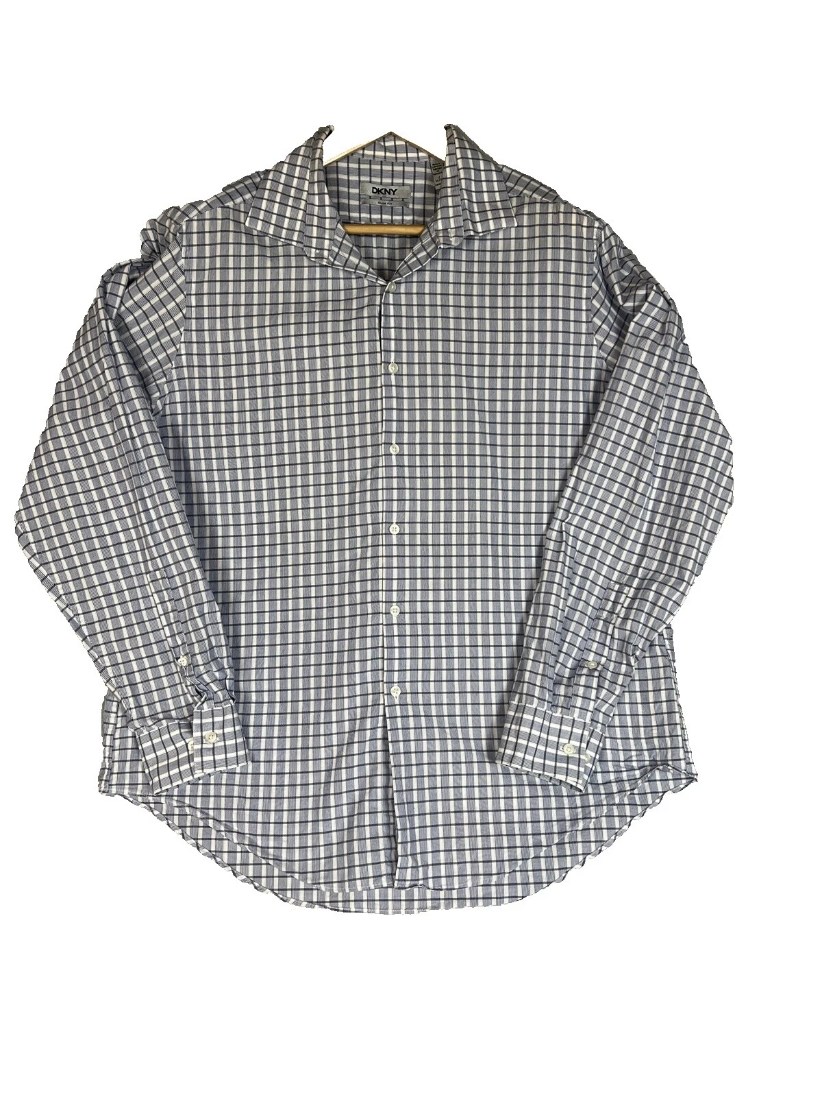 DKNY Plaid White Dress Shirts for Men