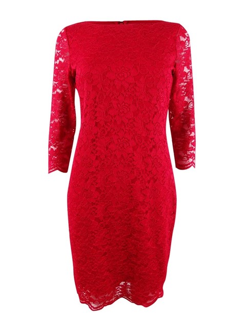 calvin klein red lace dress