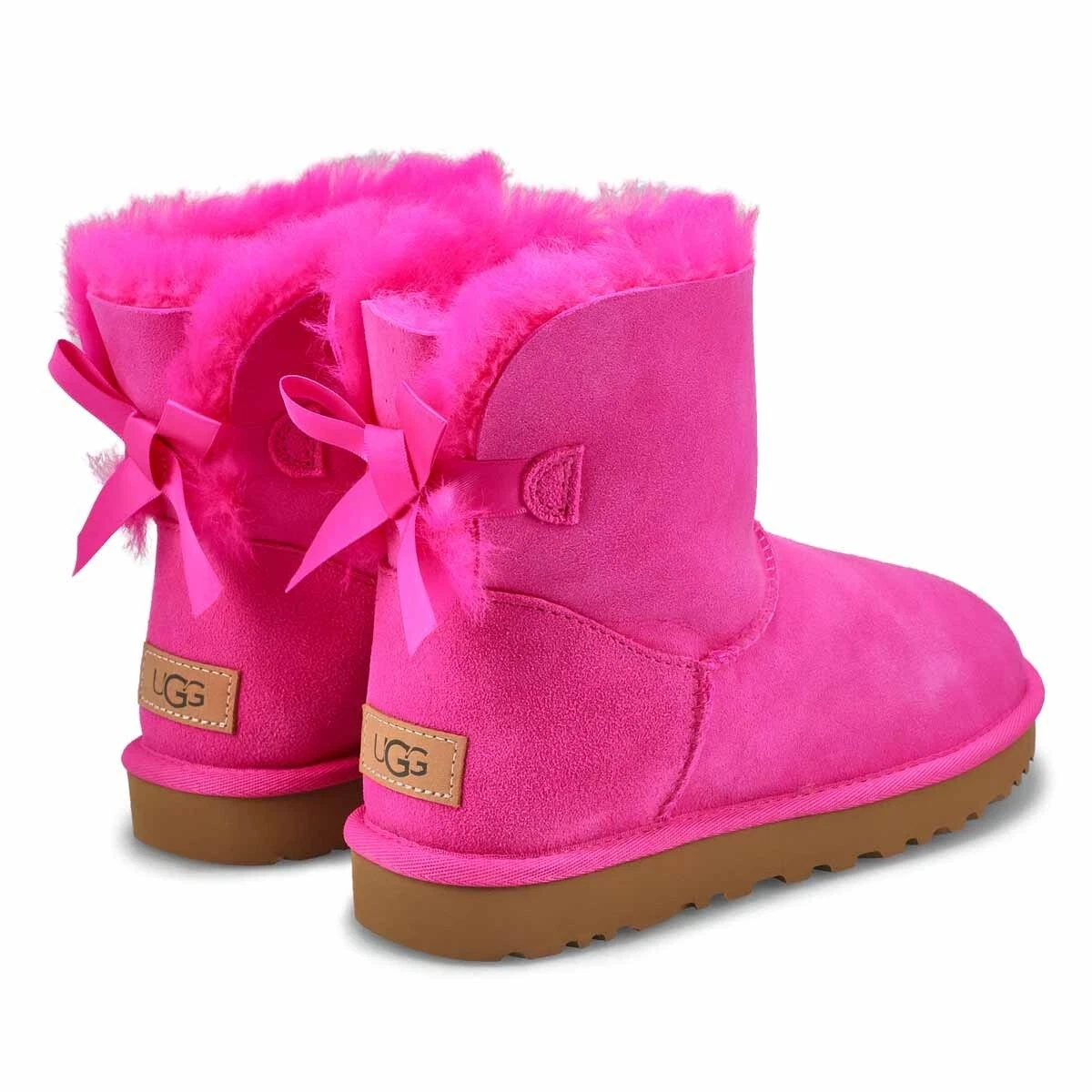 New Authentic UGG Brand Women's Winter Mini Bailey Bow II Boot Rock Rose  Pink