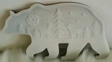 Bear & Deer Scene Plaque Handmade Unique Gift Home Decor Man Cave New