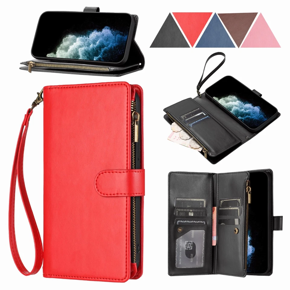 For Google Pixel 7/7a 6/6a Pro Flip Leather Zipper Wallet Kickstand Phone Case - Image 2 of 2