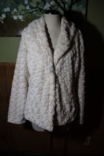 Love Stitch L Faux Fur Jacket White Snap Button Women’s