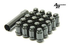 Set Of 24 1 Key 12x1.5 Black Spline Tuner 6 Spline Lock Lug Nut Ap5655bk
