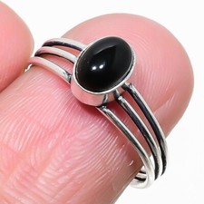 Black Onyx Gemstone Handmade 925 Sterling Silver Jewelry Ring Size 8 US 