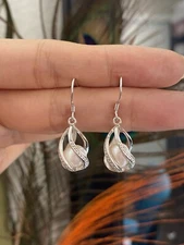 8-9mm freshwater Pearl s925 silver dangle teardrop earrings for women