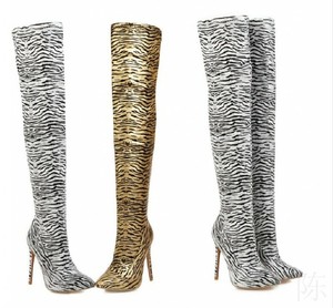 zebra print thigh high boots
