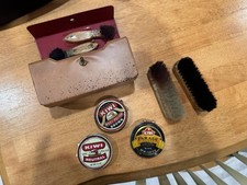 vintage kiwi shoe shine Compact Kit 4 horse hair brushes