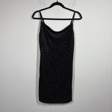 Le Lis Collection Small Velvet Cowl Neck Mini Sheath Dress Black Animal Print